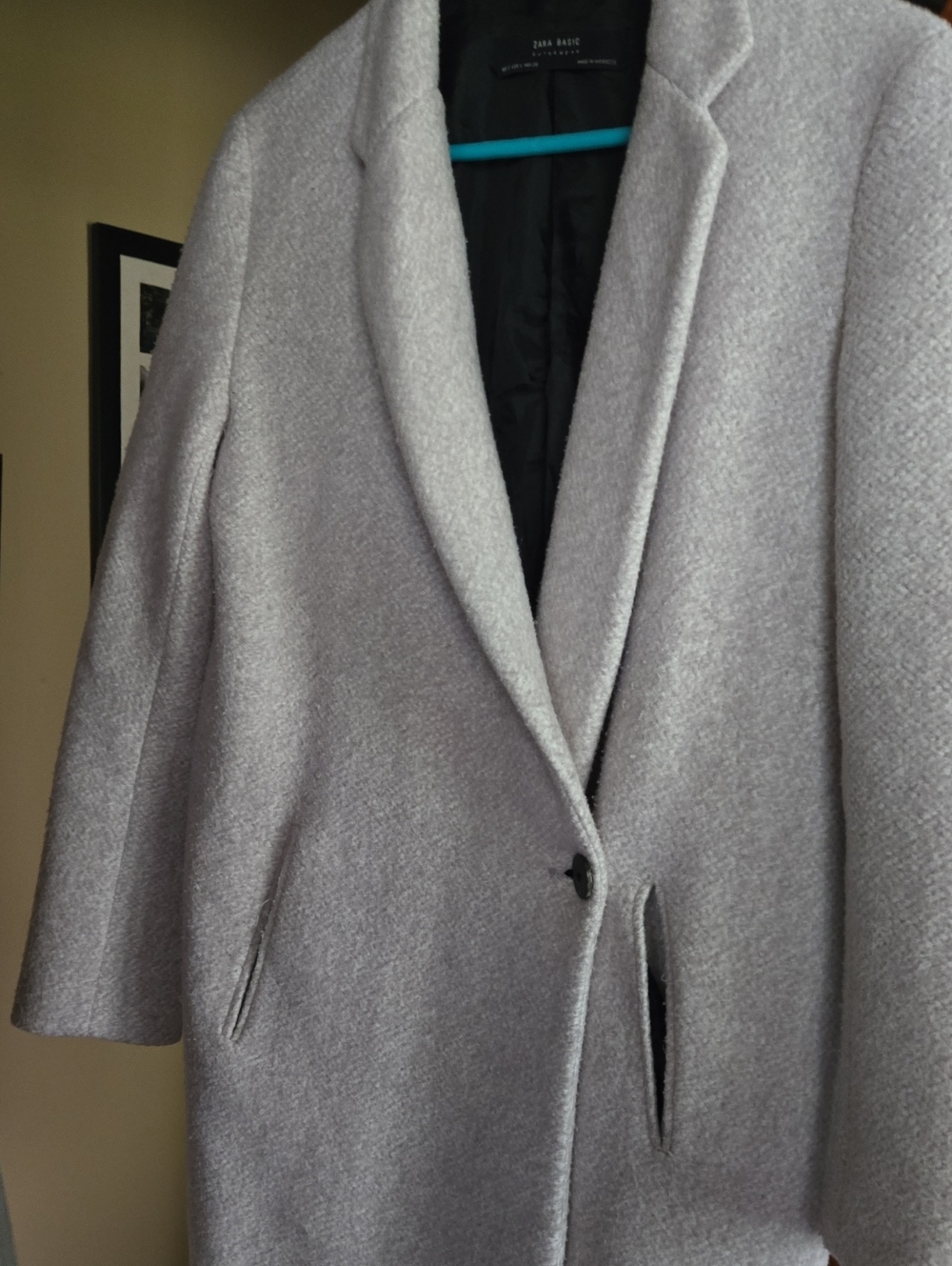 Zara Light Oatmeal Single-Button Trench Coat..ptp 20 Inches